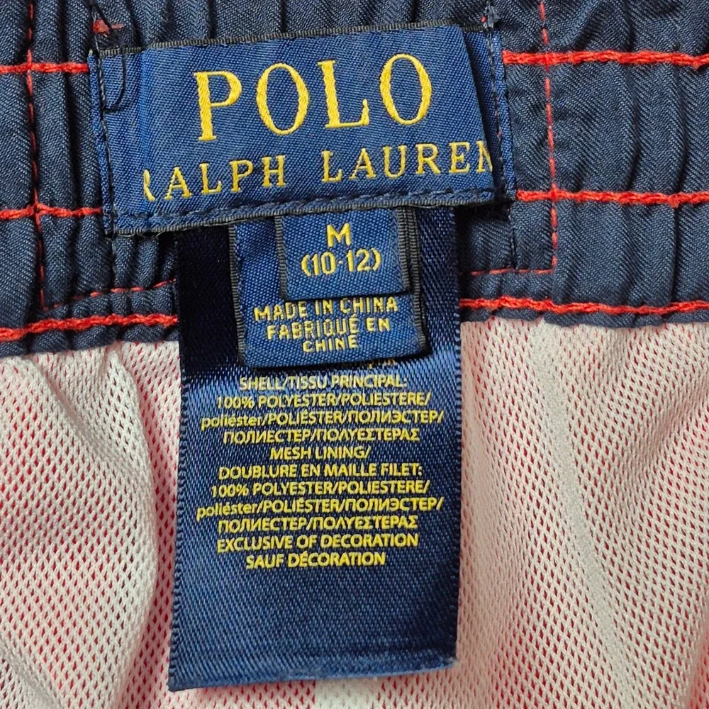 Polo Ralph Lauren Boys M 10-12 Red‎ Big Pony Swim Trunks Board Shorts Lined
